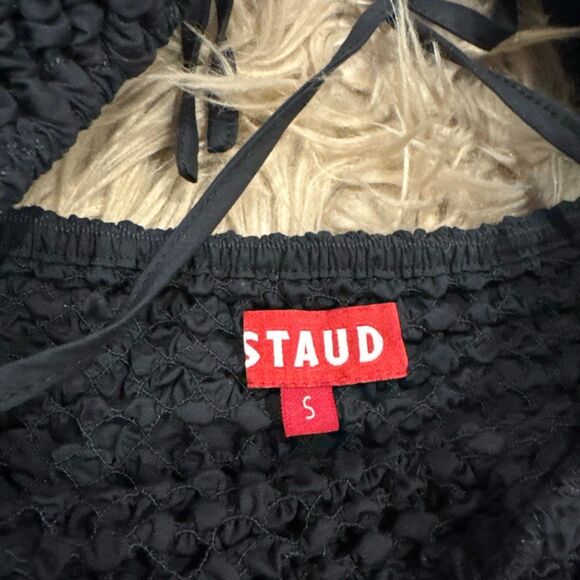 STAUD Cassidy Puckered Long-Sleeve Halter Mini Dress small - Picture 4 of 7